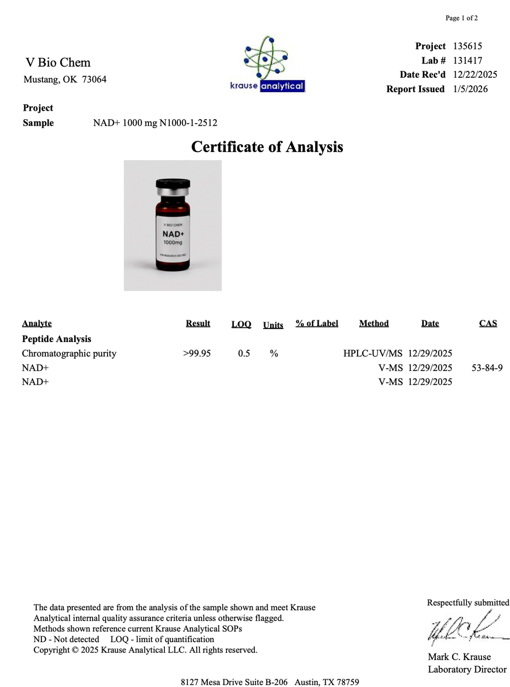 NAD+ 500mg (10 Vials)
