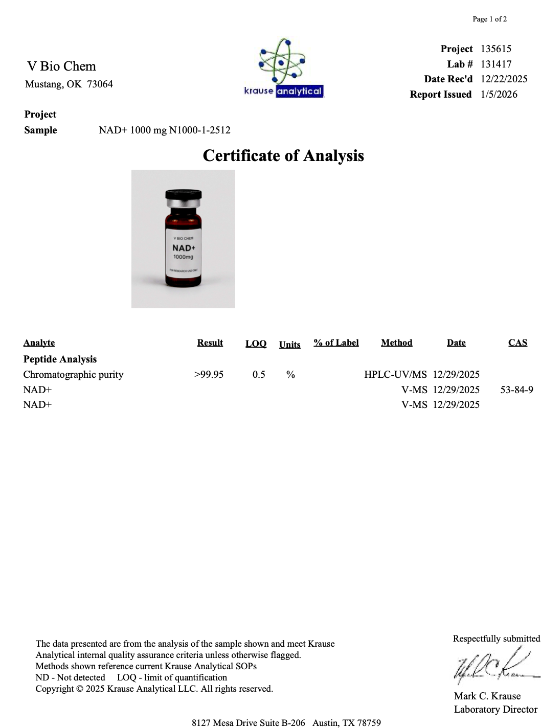 NAD+ 500mg (10 Vials)