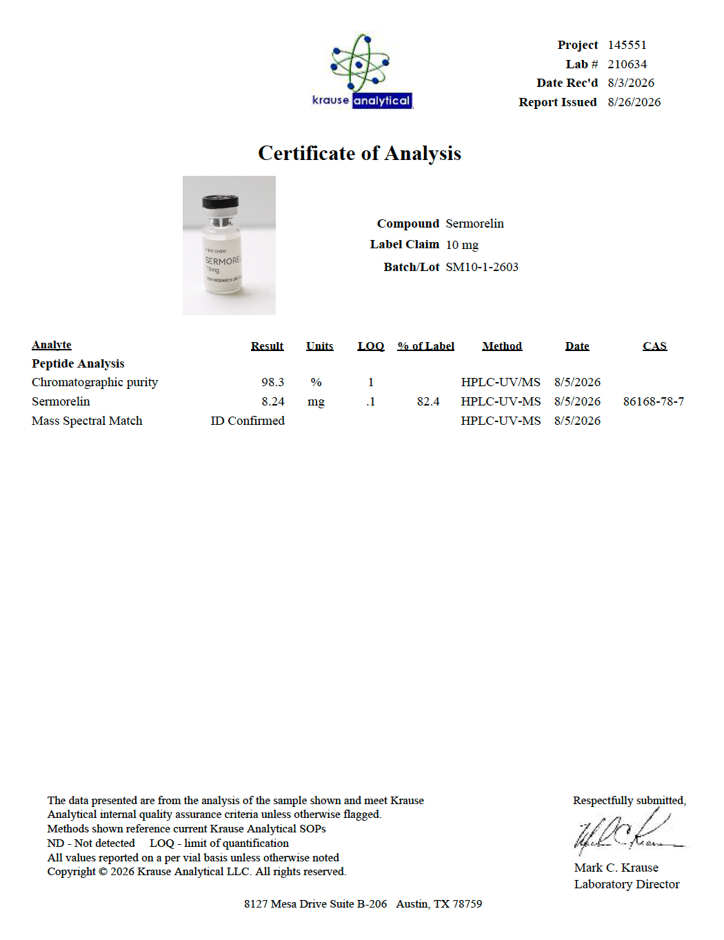 Sermorelin 10mg (10 Vials)